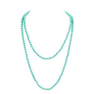 Tigerstars Mint Faceted Beaded Wrap Around Long Necklace